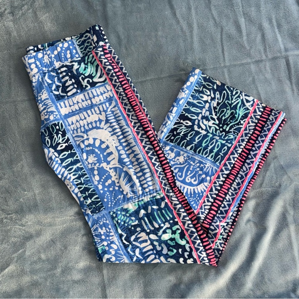 Lilly Pulitzer Vibrant Blue Pink White Patterned Pants Small Casual Beachwear